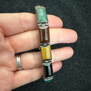 Vintage Taxco Multicolor Stone Bracelet set in Silver